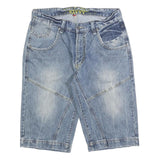 SAVVY Mens Denim Blue Casual Shorts M W32 Cotton Blend Classic Fit Button