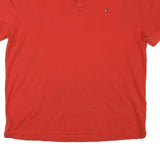 TOMMY HILFIGER Mens Red Short Sleeve Plain Polo Shirt M Classic Fit Logo