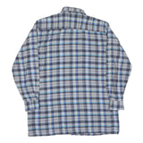 Mens Blue Grey Plaid Cotton Shirt XL Button Down Long Sleeve Casual Checked