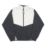 ADIDAS Mens Black & White Track Jacket M Nylon Plain Zip Casual Sportswear