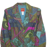 KENZO Womens Multicolour Silk Button Jacket M Woven Patchwork Designer