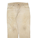 CARHARTT Mens Beige Relaxed Straight Cotton Blend Trousers W38 L30 Workwear Zip