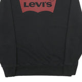 LEVI'S Mens Black Cotton Sweatshirt S Crew Neck Logo Print Casual