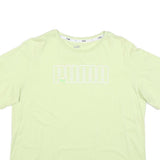 PUMA Womens Lime Green T-Shirt L Short Sleeve Crew Neck Cotton Blend Graphic