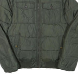TOMMY HILFIGER Mens Green Bomber Jacket S Polyester Blend Plain Zip Casual