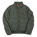 TOMMY HILFIGER Mens Green Bomber Jacket S Polyester Blend Plain Zip Casual