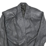 Womens Black Button Leather Jacket L Leather Plain Classic Outerwear