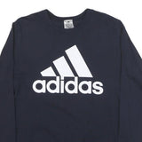 ADIDAS Mens Black Long Sleeve Crew Neck Logo Cotton Blend L T-Shirt