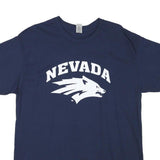 GILDAN Mens Navy Blue Nevada Graphic T-Shirt L Short Sleeve Crew Neck America