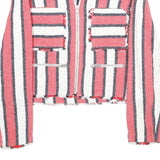 ZARA Womens Red & White Striped Zip Jacket S Woven Long Sleeve Casual