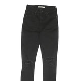 LEVI'S 721 Womens Black Regular Skinny Denim Medium W25 L30 Distressed Jeans