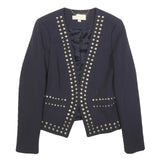 MICHAEL KORS Womens Black Studded Jacket XS Polyester Blend Tailored Stylish