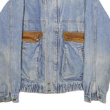 BANDANA Mens Blue Denim Jacket L Cotton Workwear Zip Button Pocket Casual