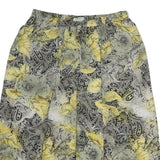 Womens Black & Yellow Paisley Floral Printed Pleated Midi Polyester Skirt M