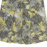 Womens Black & Yellow Paisley Floral Printed Pleated Midi Polyester Skirt M