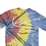 KANI Mens Blue & Red & Yellow Tie Dye T-Shirt S Short Sleeve Crew Neck Cotton