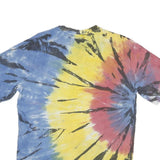 KANI Mens Blue & Red & Yellow Tie Dye T-Shirt S Short Sleeve Crew Neck Cotton