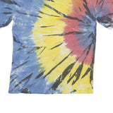 KANI Mens Blue & Red & Yellow Tie Dye T-Shirt S Short Sleeve Crew Neck Cotton