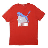 PUMA Mens Red Blue Logo Graphic T-Shirt M Short Sleeve Crew Neck Cotton Blend