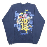 WALT DISNEY Mens Navy Blue Disneyland Resort Crew Neck S 2015 Graphic Sweatshirt