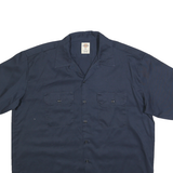 DICKIES Mens Navy Blue Work Shirt XL Cotton Blend Short Sleeve Button Pocket
