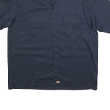 DICKIES Mens Navy Blue Work Shirt XL Cotton Blend Short Sleeve Button Pocket
