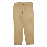 CARHARTT Mens Jeans Beige Relaxed Straight Denim Medium W34 L30 Workwear Durable
