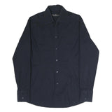 DANIELE ALESSANDRINI Mens Black Plain Shirt Long Sleeve Button Collar L