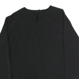 LAURA SCOTT Womens Black Embroidered Blouse Long Sleeve Round Neck L Elegant Top