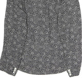 Womens Black & White Floral Jacket L Polyester Button Closure Classic Fit