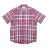 BARBOUR Mens Red & Blue Check Shirt M Cotton Blend Button Down Summer Casual