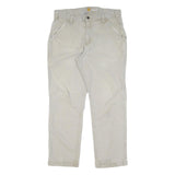 CARHARTT Mens Cotton Beige Regular Straight Trousers W34 L30 Workwear Zip