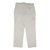 CARHARTT Mens Cotton Beige Regular Straight Trousers W34 L30 Workwear Zip
