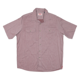 WRANGLER Mens Red Casual Short Sleeve Shirt L Button Pocket Cotton Blend