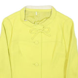 Womens Yellow Wool Blend Button Jacket XS Plain Classic Fit Bow Detail
