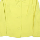 Womens Yellow Wool Blend Button Jacket XS Plain Classic Fit Bow Detail