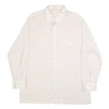 Mens White Plain Synthetic Shirt L Long Sleeve Button Closure Relaxed Fit