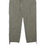 Mens Relaxed Fit Beige Cotton Blend Cargo Trousers W28 L26 Button Closure Casual