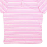 ADIDAS Mens Pink & White Striped Short Sleeve Polo Shirt S Performance Golf