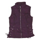 CALVIN KLEIN Womens Purple Puffer Jacket S Polyester Blend Zip Waist Detail