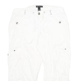 INERNATIONAL CONCEPTS Womens Cotton Blend White Regular Capri Trousers W32 L23