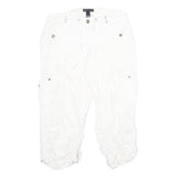 INERNATIONAL CONCEPTS Womens Cotton Blend White Regular Capri Trousers W32 L23