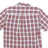 FRED PERRY Mens Red & White Plaid Shirt S Button Down Short Sleeve Casual