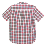 FRED PERRY Mens Red & White Plaid Shirt S Button Down Short Sleeve Casual