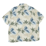 CROFT & BARROW Mens Cream Green & Blue Hawaiian Shirt XL Cotton Blend Casual