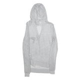 MICHAEL KORS Womens Grey Hoodie Long Sleeve V-Neck Mesh Top S Lightweight