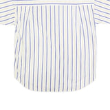 NADINE H Womens White & Blue Striped Cotton Blend Shirt L Casual Summer Button