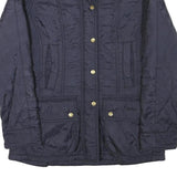 BARBOUR Womens Navy Quilted Jacket UK 10 Polyester Blend Zip Classic Outerwear