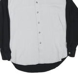 ZAZZA Mens Black & White Shirt L Polyester Blend Long Sleeve Button Closure