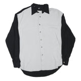 ZAZZA Mens Black & White Shirt L Polyester Blend Long Sleeve Button Closure